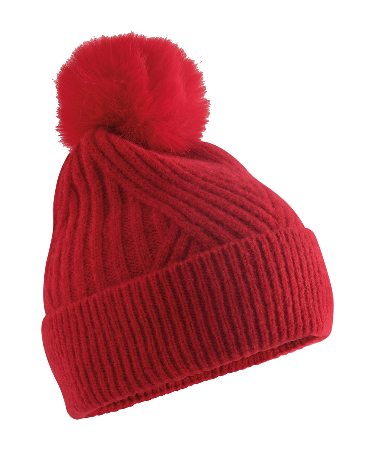 Beechfield Snow luxe beanie in Classic Red, front view