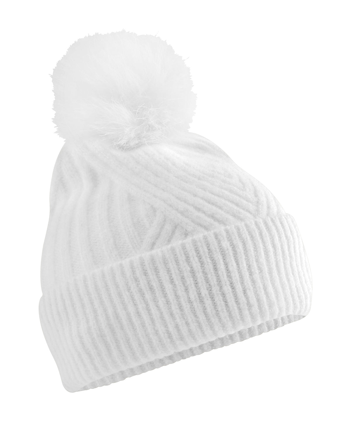 Beechfield Snow luxe beanie in White, front view