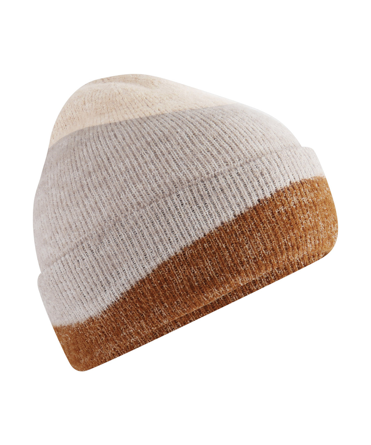 Beechfield Soft wave beanie in Oatmeal/Natural Stone/Biscuit, front view