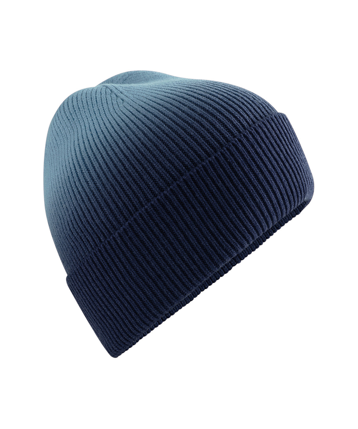 Beechfield Dip-dye beanie in Navy Dip Dye, front view