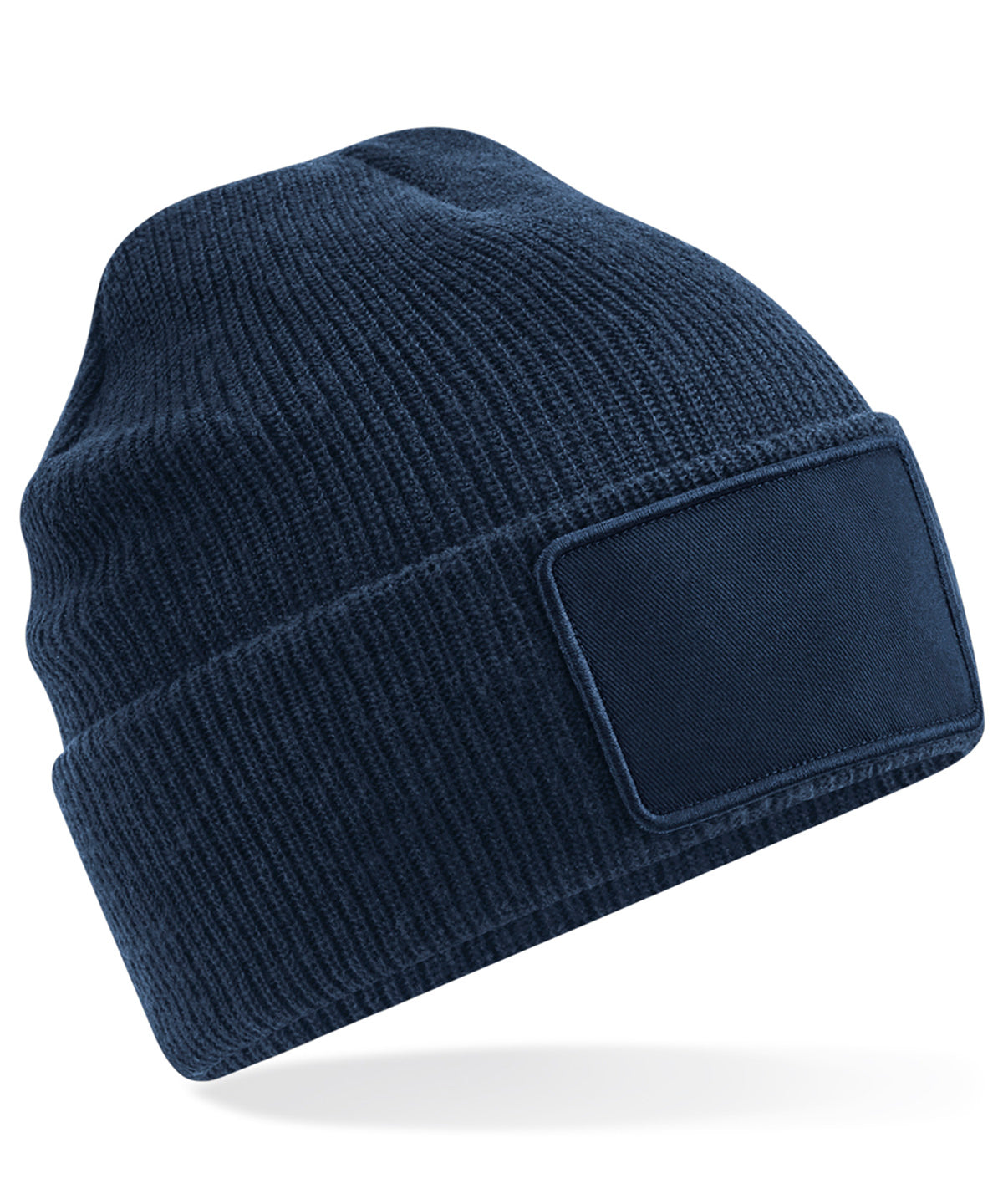 Beechfield Removable patch Thinsulate beanie in French Navy, front view