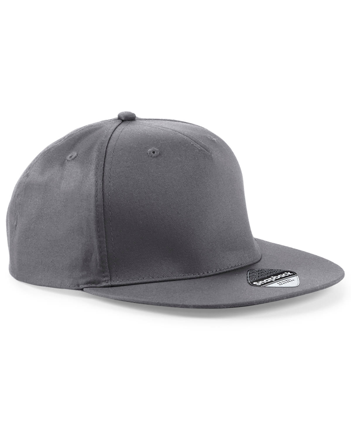 Beechfield 5-panel snapback rapper cap in Graphite Grey, front view