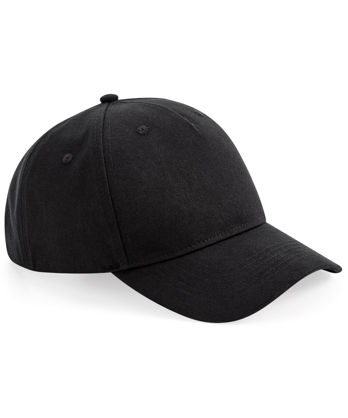 Beechfield Organic cotton 5-panel cap in Black, front view