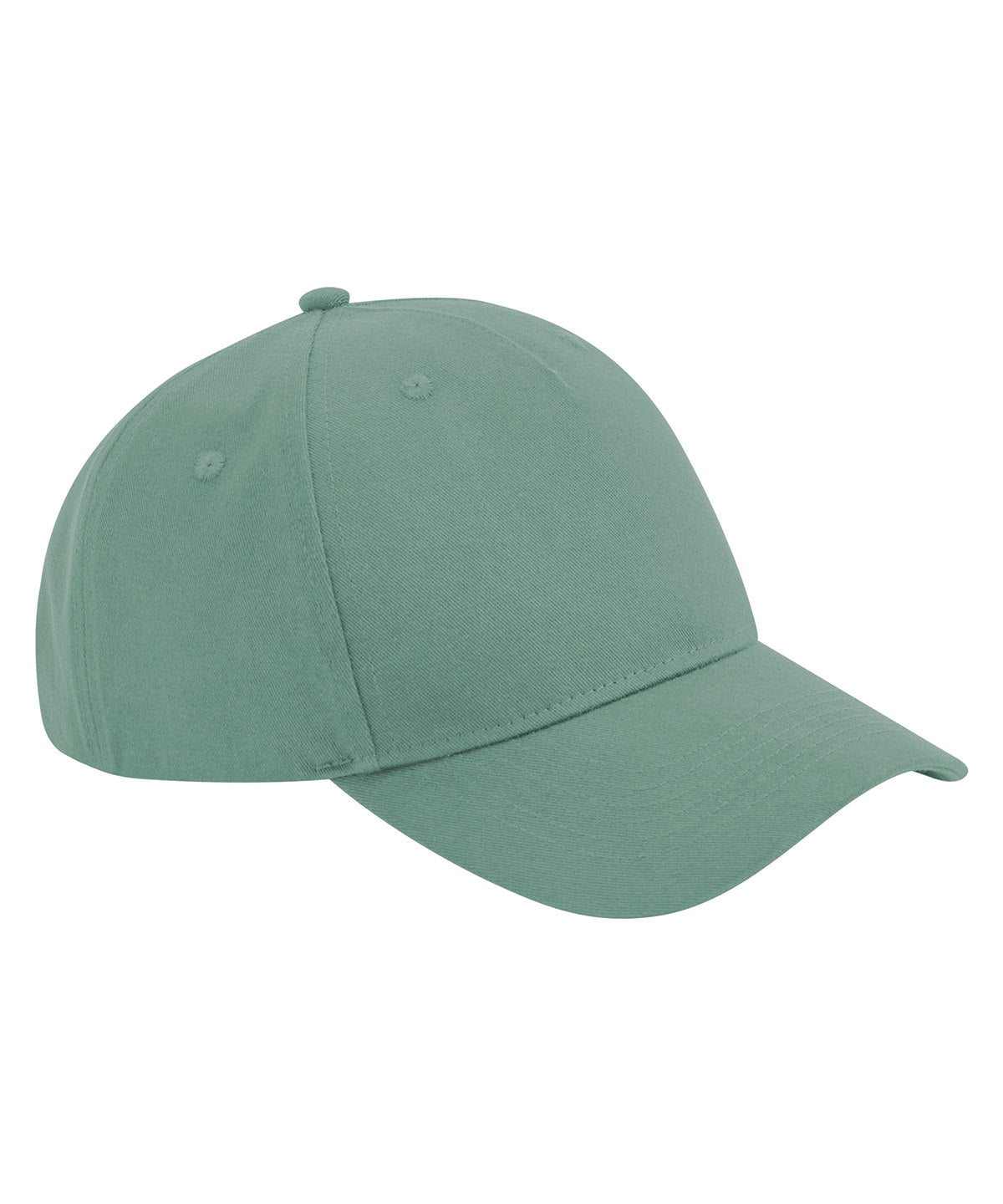 Beechfield Organic cotton 5-panel cap in Dusty Green, front view
