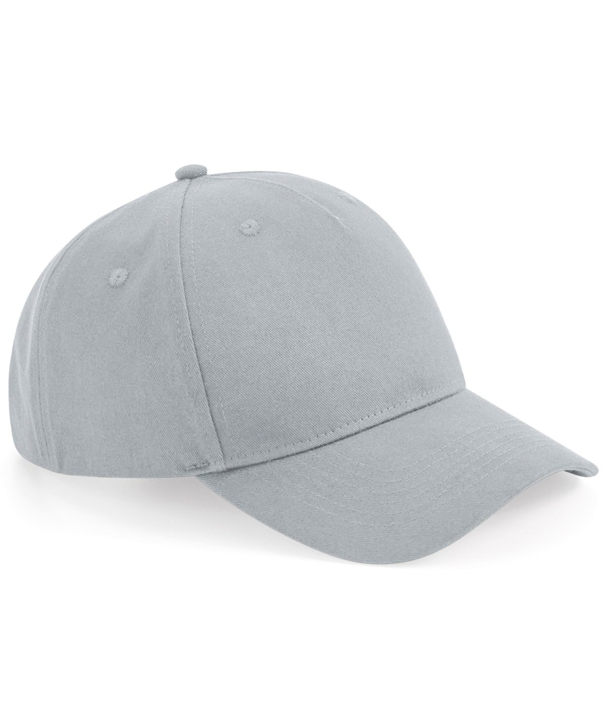 Beechfield Organic cotton 5-panel cap in Light Grey, front view