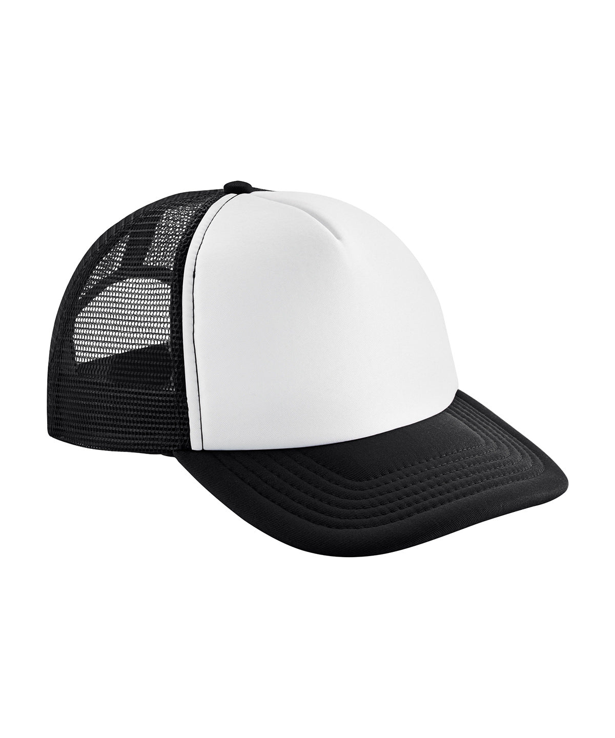 Beechfield Vintage snapback trucker in Black/White, front view