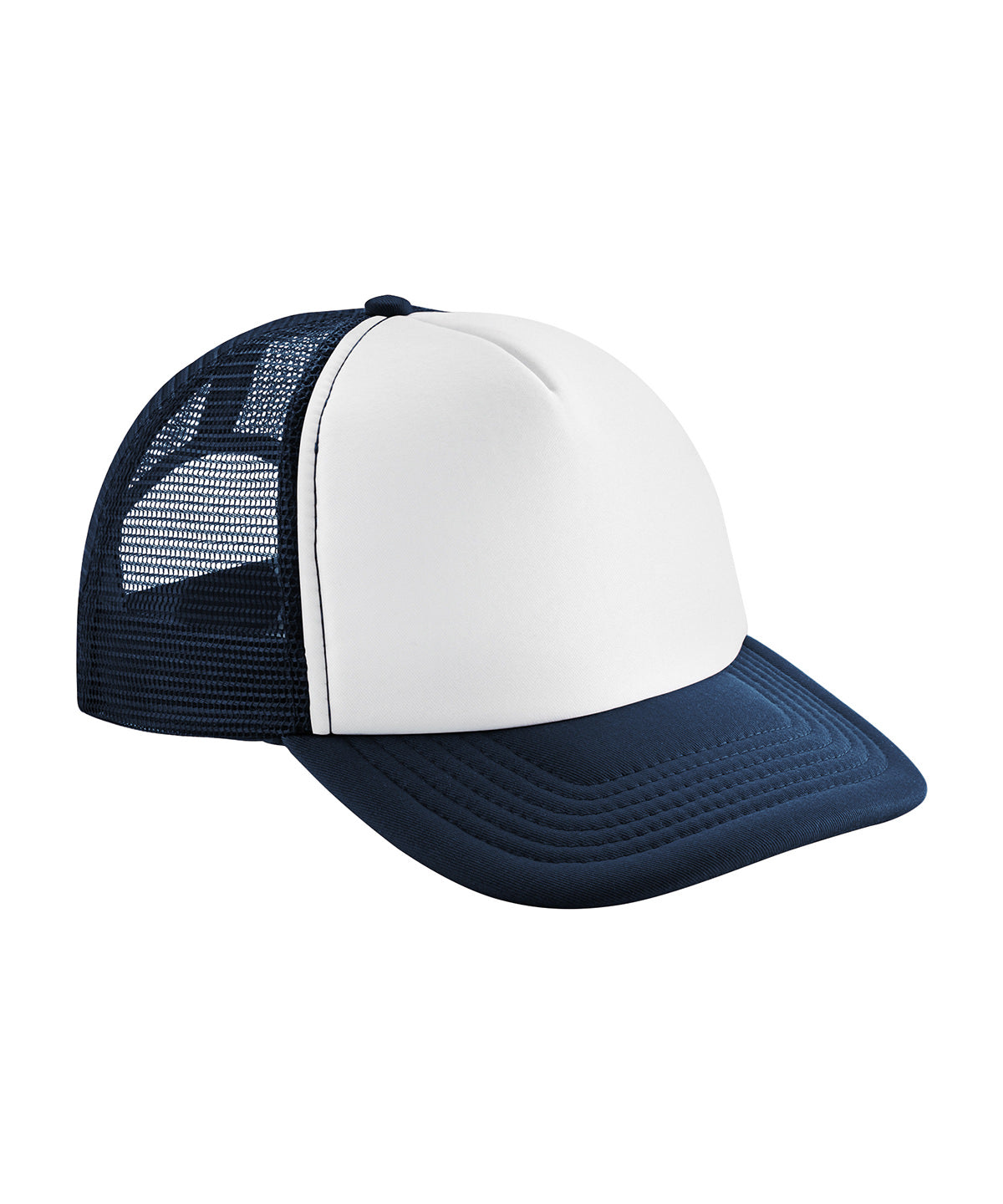 Beechfield Vintage snapback trucker in French Navy/White, front view
