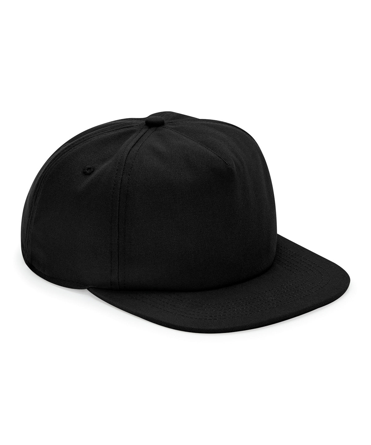 Beechfield Organic cotton unstructured 5-panel cap in Black, front view