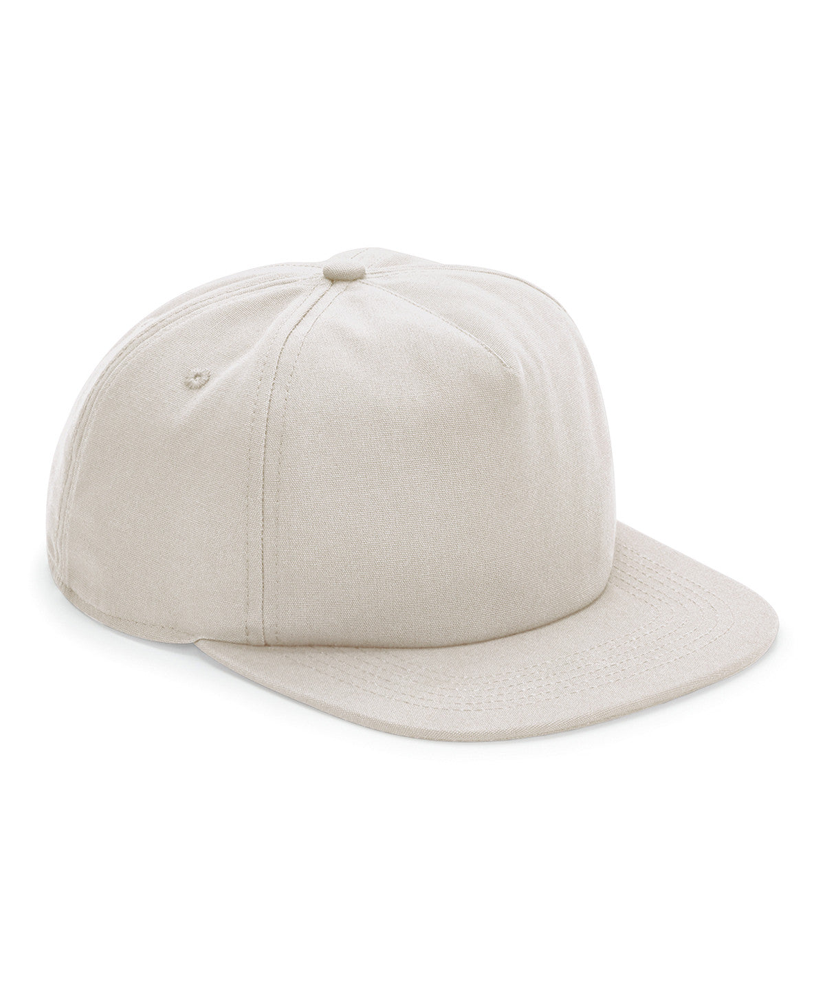 Beechfield Organic cotton unstructured 5-panel cap in Sand, front view