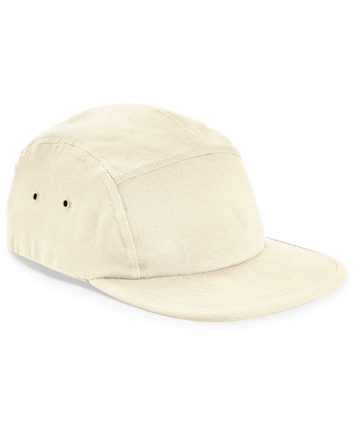 Beechfield Canvas 5-panel camper cap in Natural, front view
