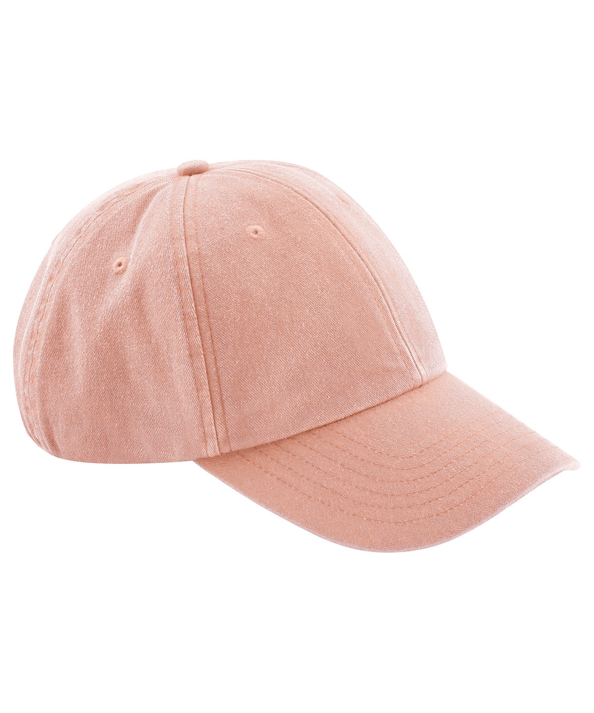 Beechfield Low-profile vintage cap in Vintage Peach, front view