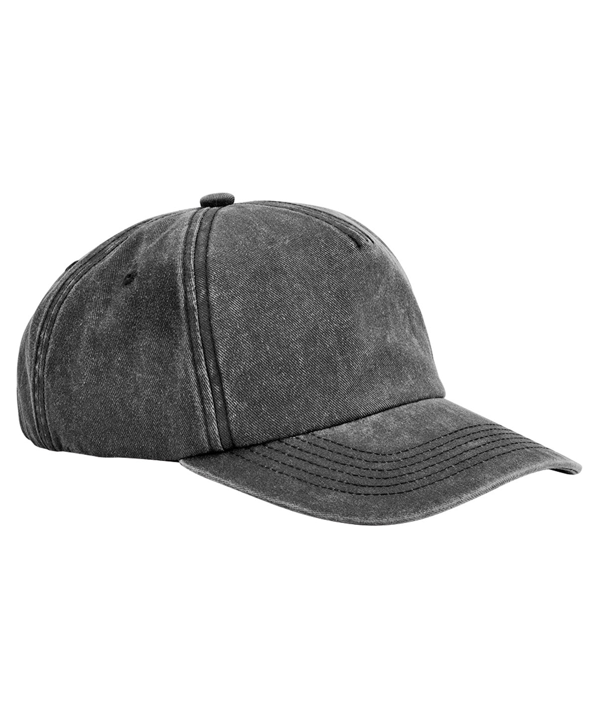 Beechfield Relaxed 5-panel vintage cap in Vintage Black, front view