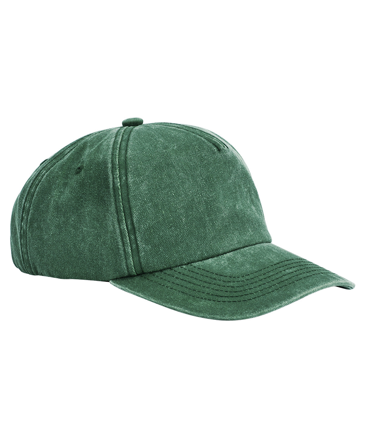 Beechfield Relaxed 5-panel vintage cap in Vintage Bottle Green, front view