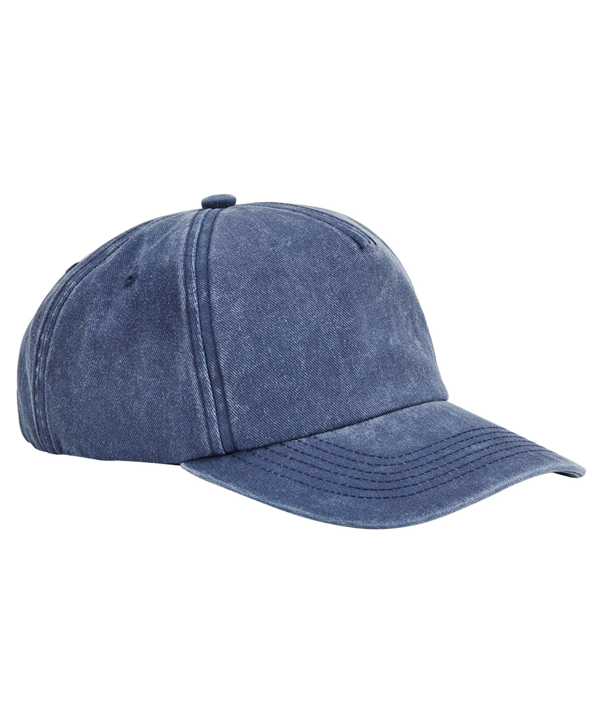 Beechfield Relaxed 5-panel vintage cap in Vintage Denim, front view