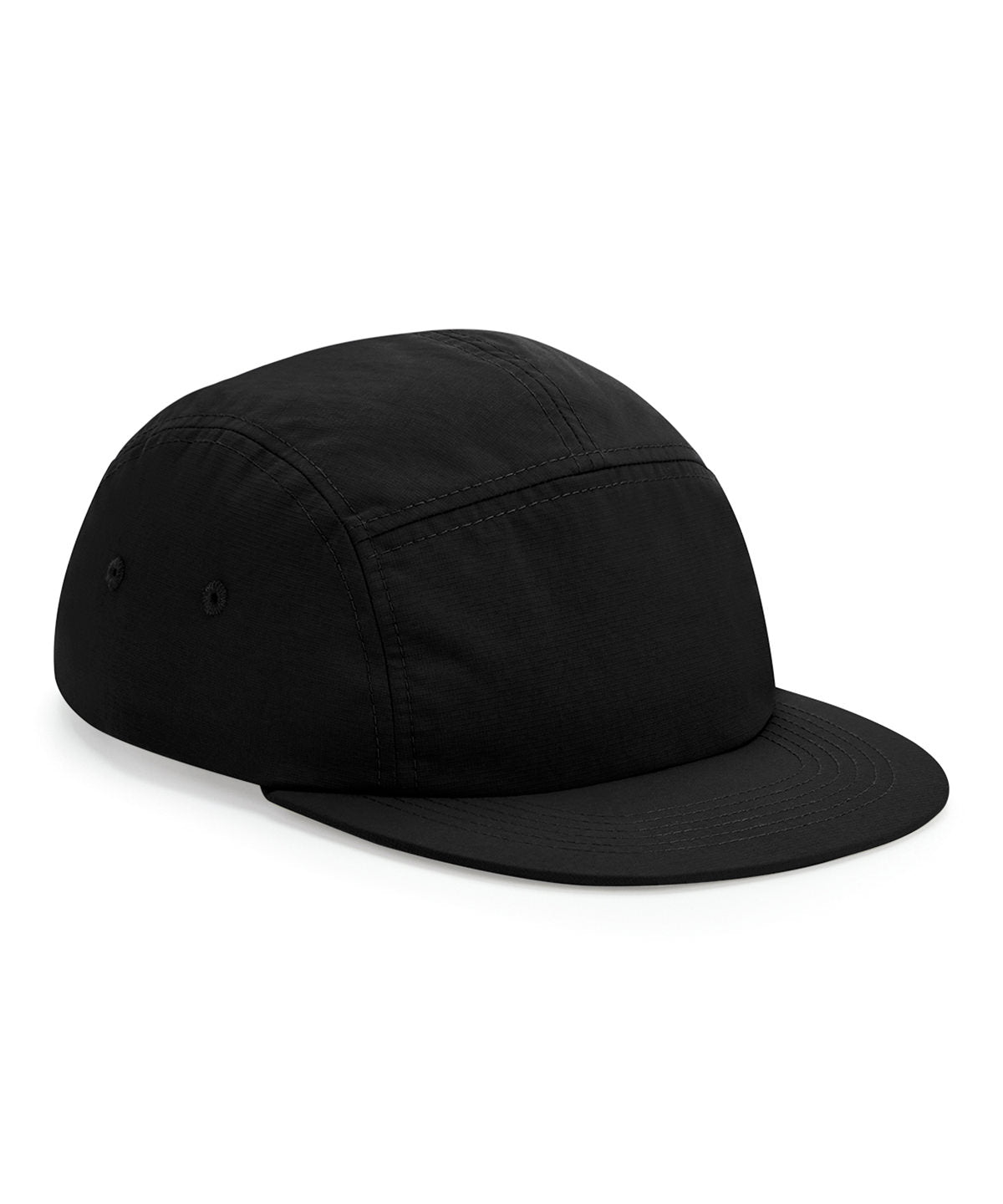 Beechfield Outdoor 5-panel camper cap in Black, front view