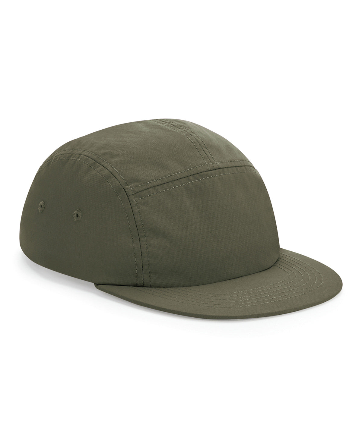Beechfield Outdoor 5-panel camper cap in Olive Green, front view