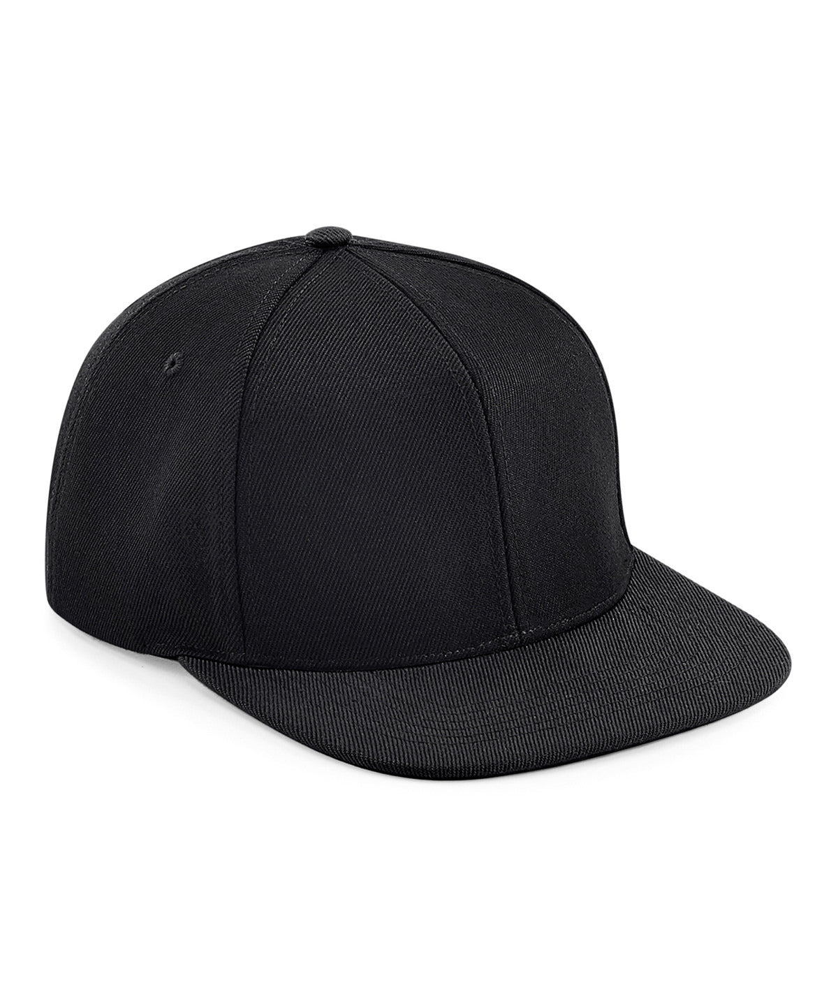 Beechfield Original flat peak 6-panel snapback in Black/Black, lifestyle photo