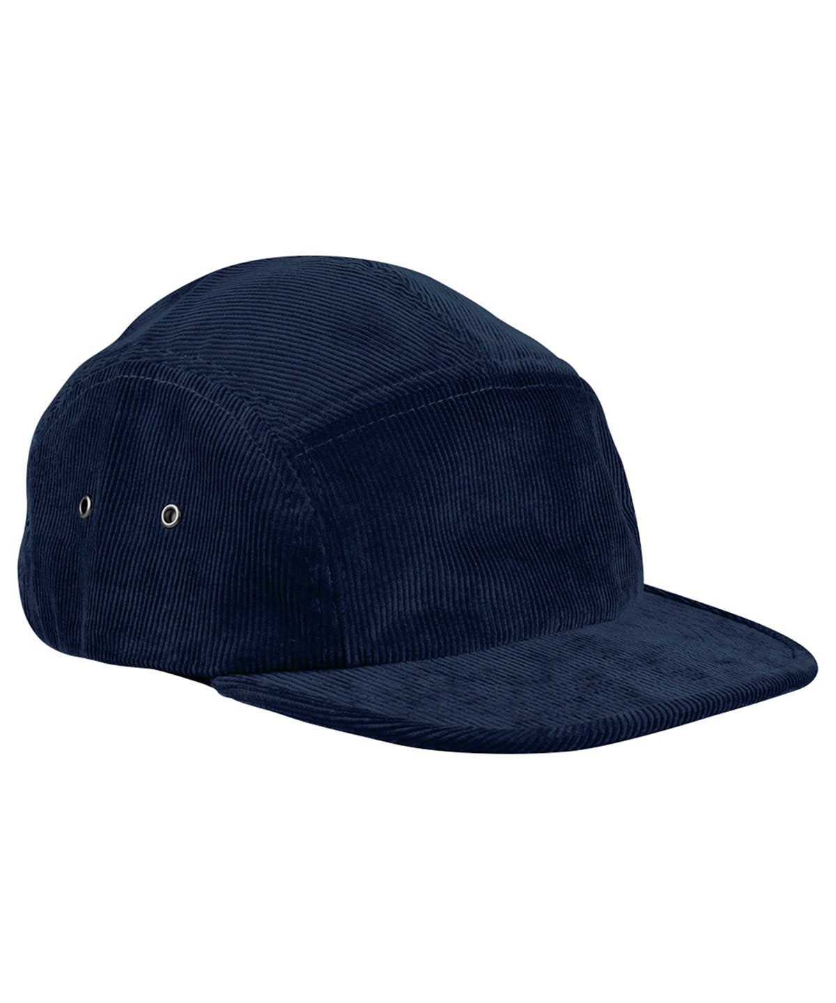 Beechfield EarthAware organic cord camper cap in Oxford Navy, front view