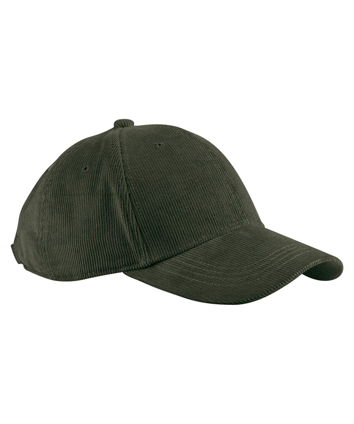Beechfield EarthAware organic cord baseball cap in Forest Night, front view