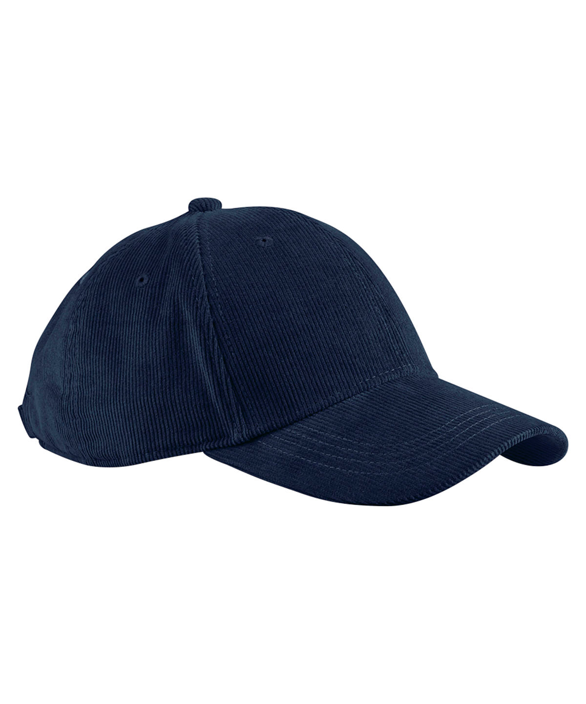 Beechfield EarthAware organic cord baseball cap in Oxford Navy, front view