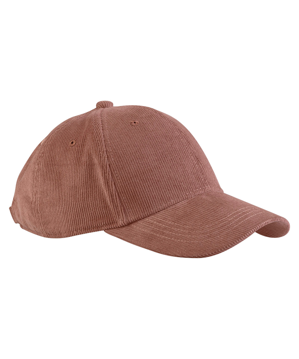 Beechfield EarthAware organic cord baseball cap in Redwood, front view