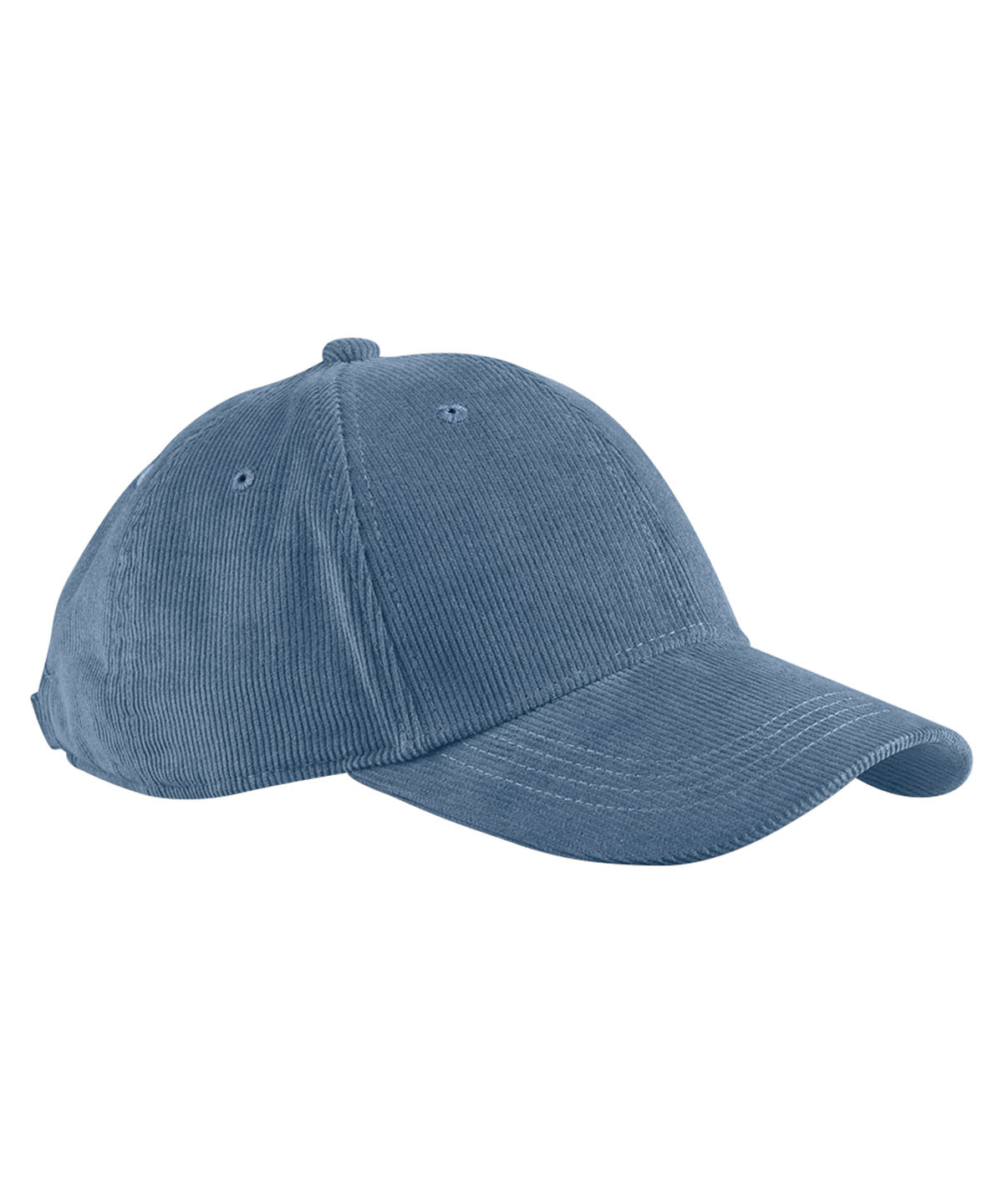 Beechfield EarthAware organic cord baseball cap in Slate Blue, front view