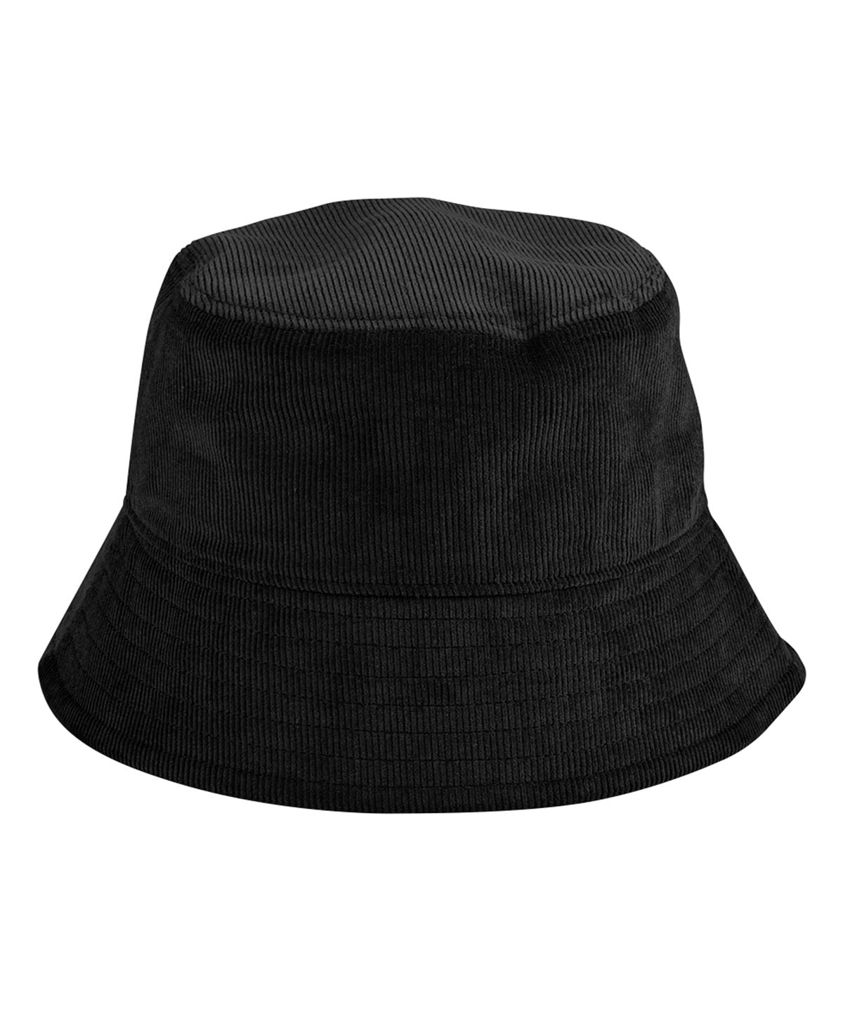 Beechfield EarthAware organic cord bucket hat in Black, front view