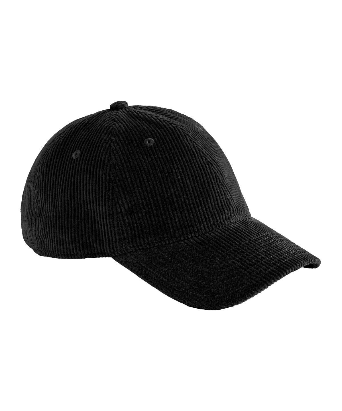 Beechfield Corduroy dad cap in Black, front view