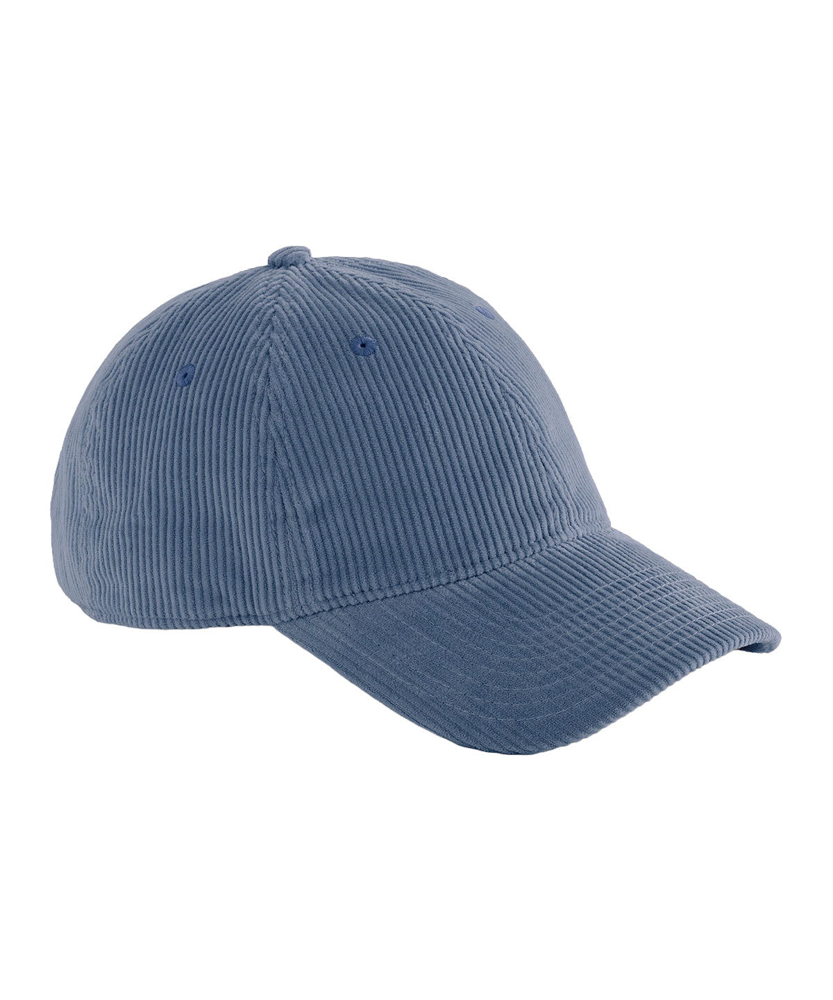 Beechfield Corduroy dad cap in Slate Blue, front view