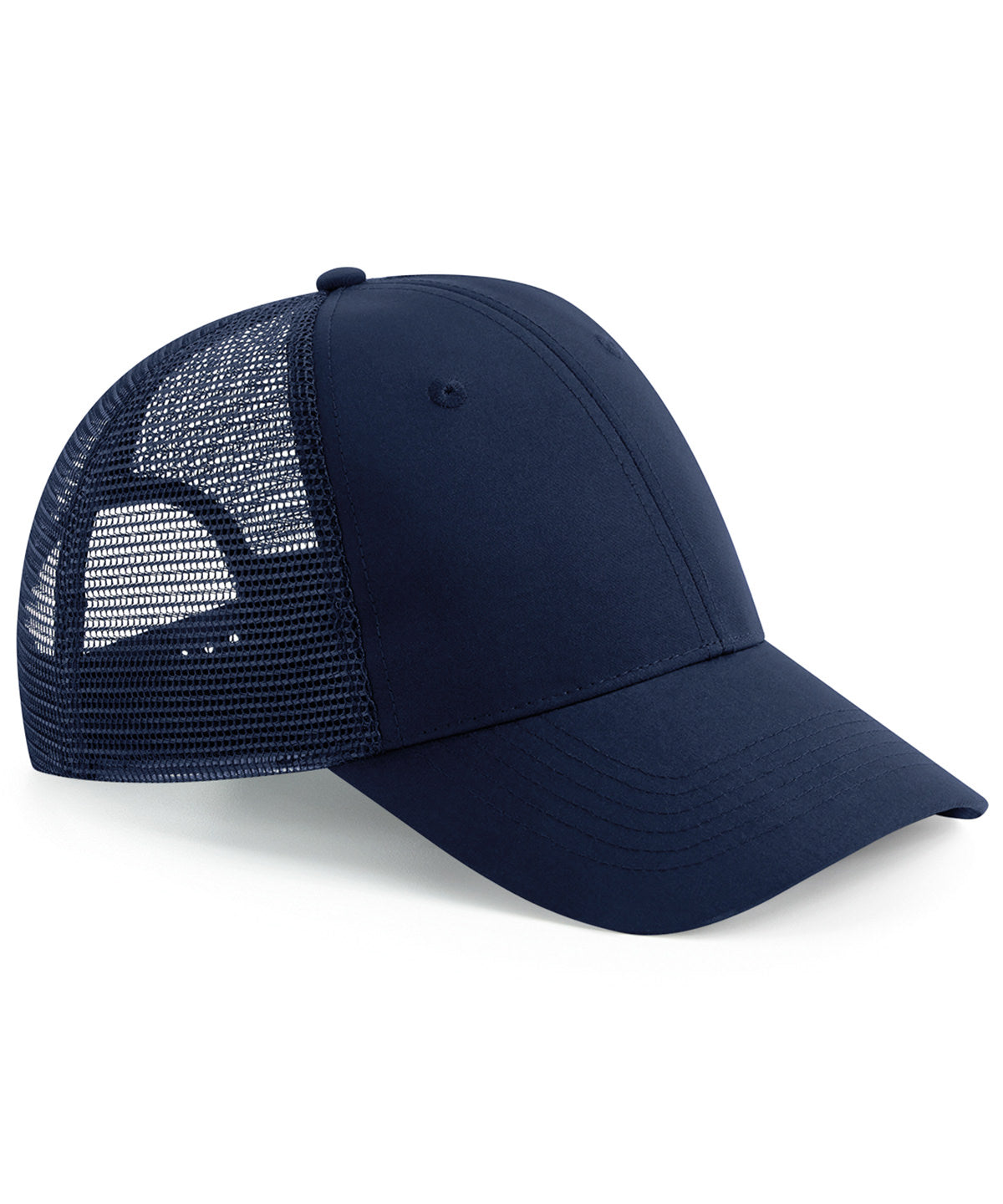 Beechfield Recycled urbanwear 6-panel snapback trucker in French Navy, front view