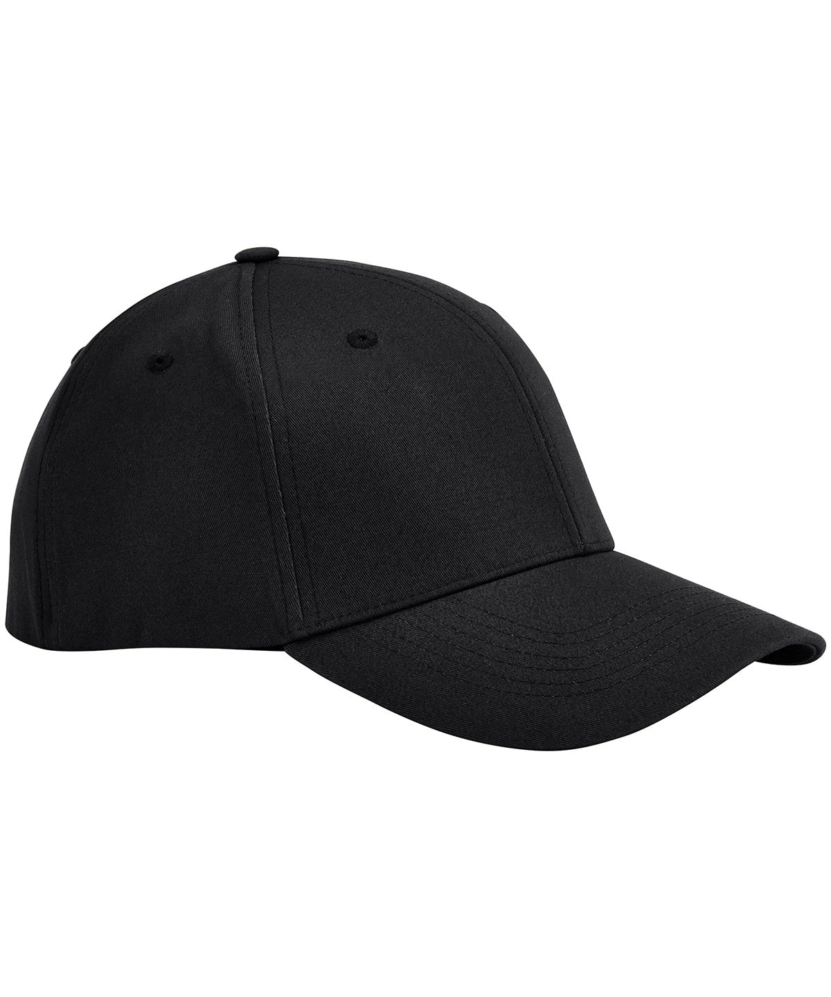 Beechfield EarthAware organic cotton stretch-fit cap in Black, front view