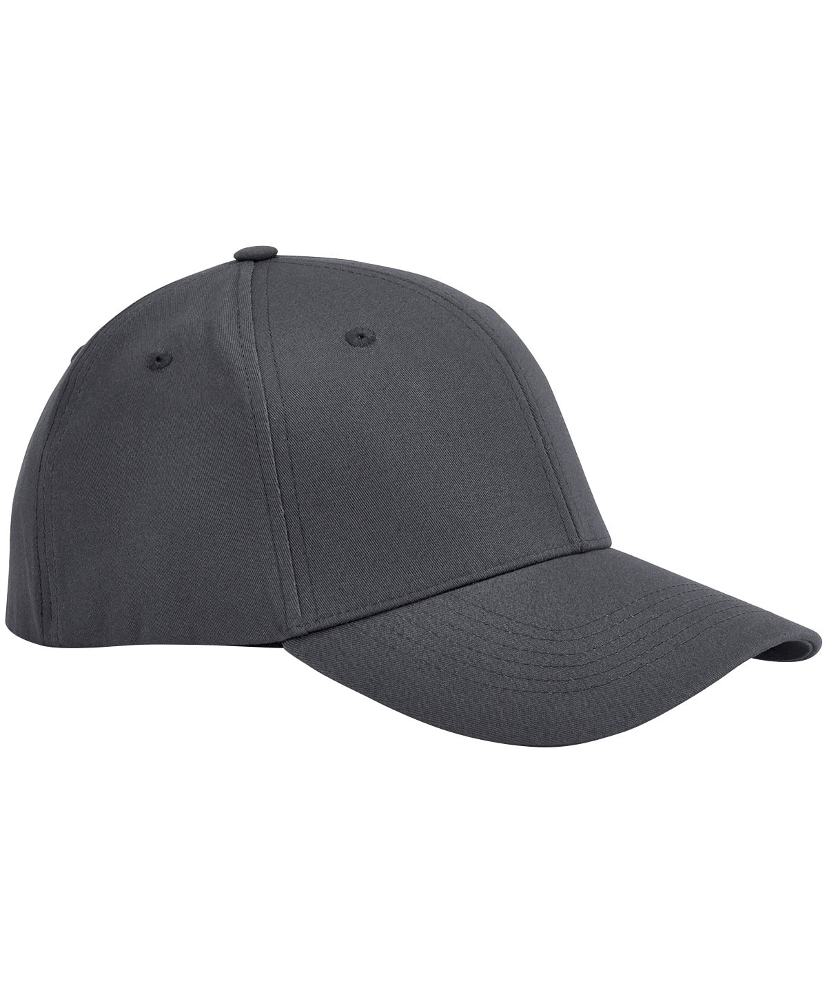 Beechfield EarthAware organic cotton stretch-fit cap in Graphite Grey, front view