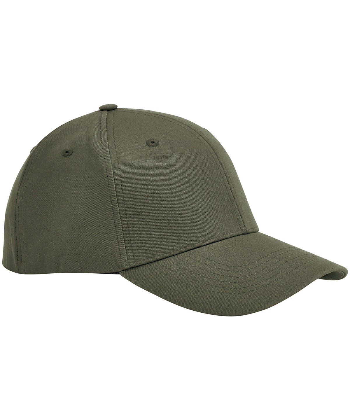 Beechfield EarthAware organic cotton stretch-fit cap in Olive Green, front view