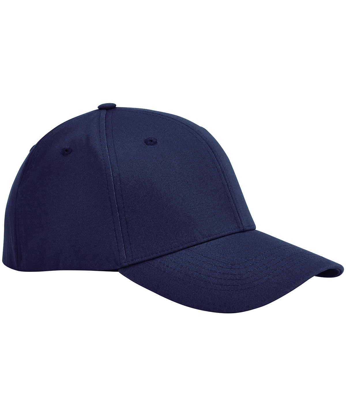 Beechfield EarthAware organic cotton stretch-fit cap in Oxford Navy, front view