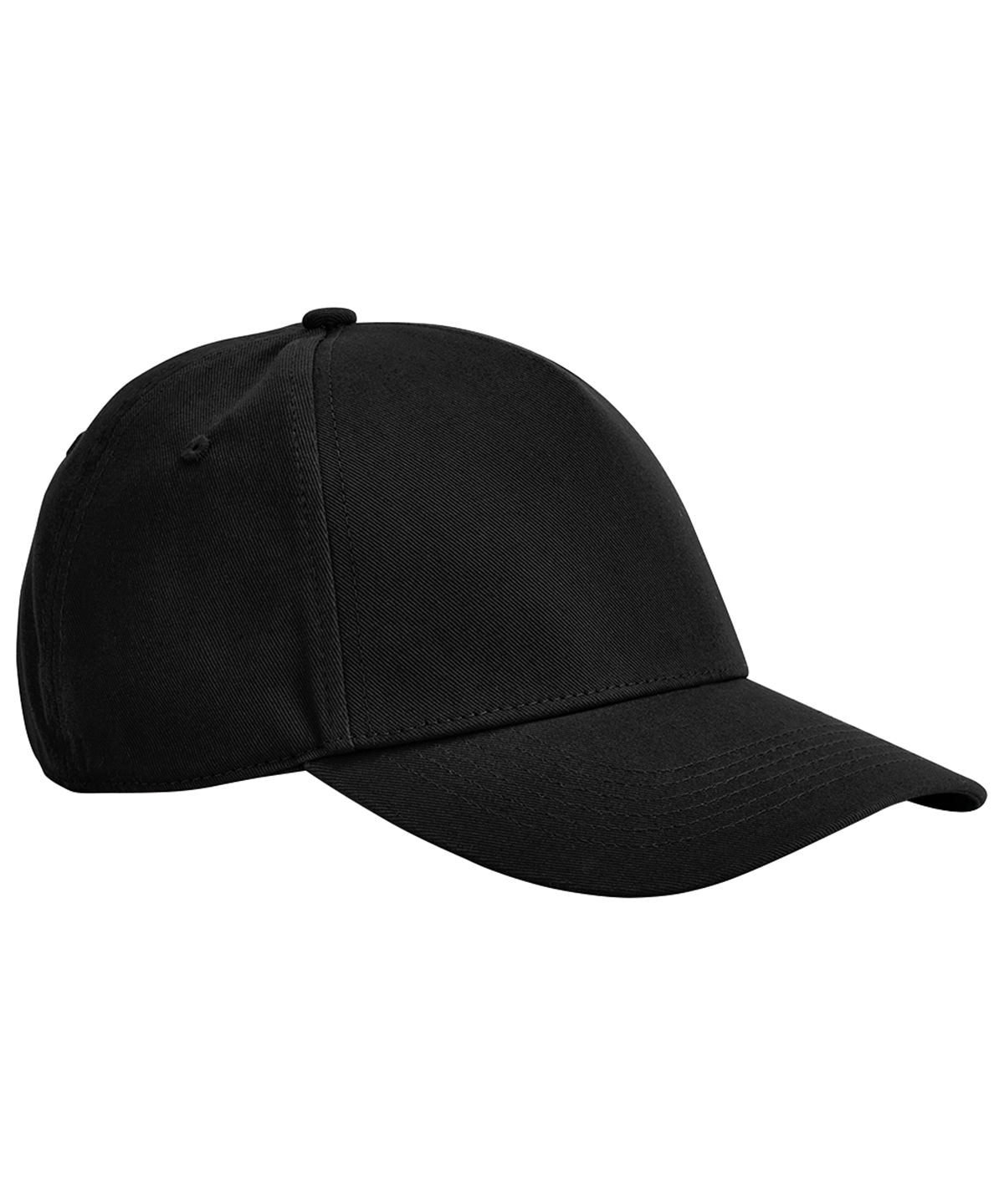 Beechfield EarthAware classic organic cotton 5-panel cap in Black, front view