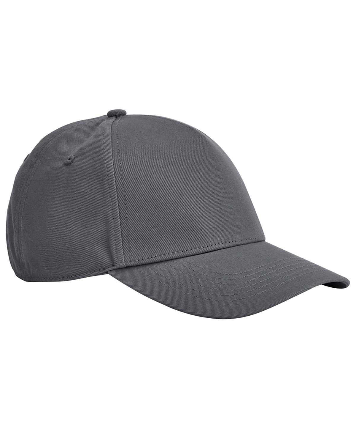 Beechfield EarthAware classic organic cotton 5-panel cap in Graphite Grey, front view