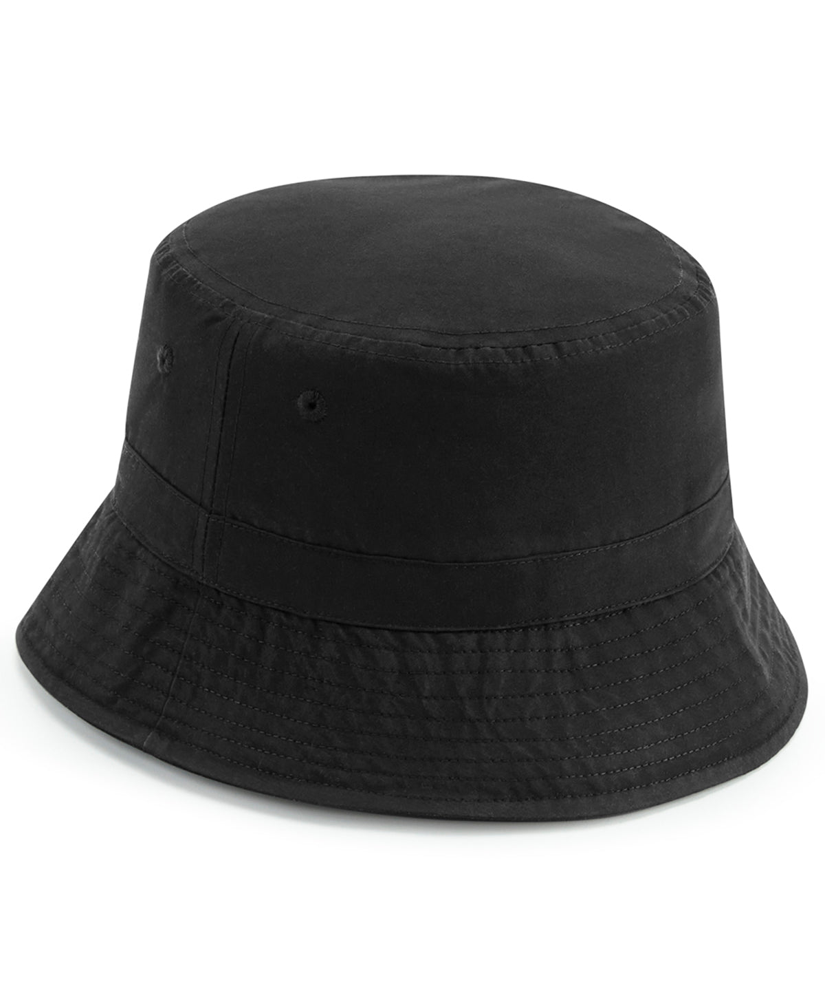 Beechfield Recycled polyester bucket hat in Black, front view