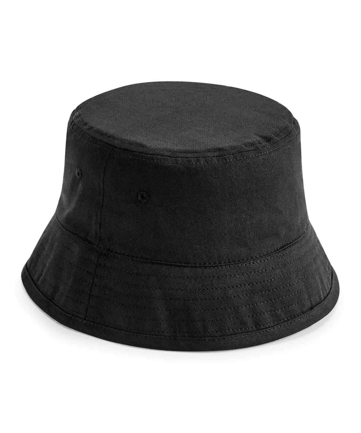 Beechfield Organic cotton bucket hat in Black, front view