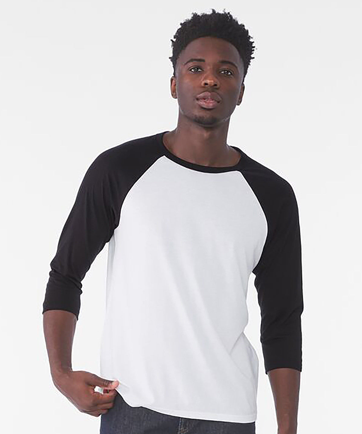 Bella Canvas Unisex triblend ¾ sleeve baseball t-shirt, lifestyle photo