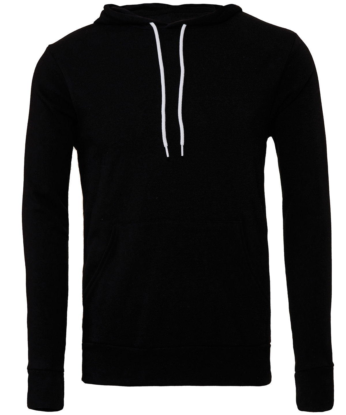Bella Canvas Unisex polycotton fleece pullover hoodie in Black, front view