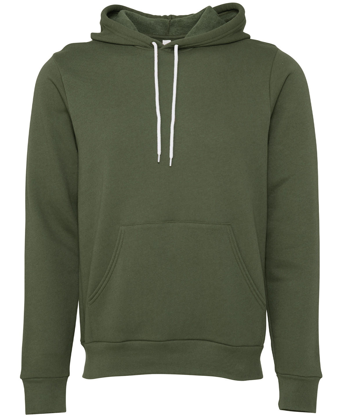 Bella Canvas Unisex polycotton fleece pullover hoodie in Military Green, front view