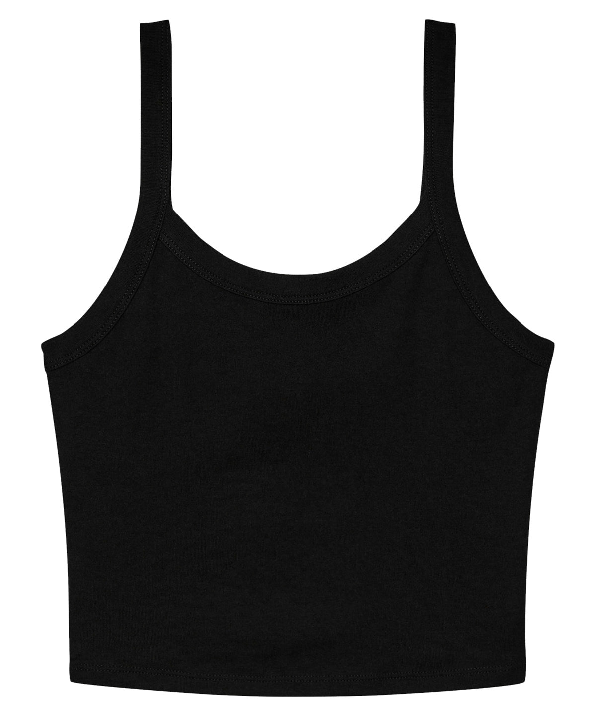 Bella Canvas Women’s micro rib spaghetti strap tank in Solid Black Blend, front view