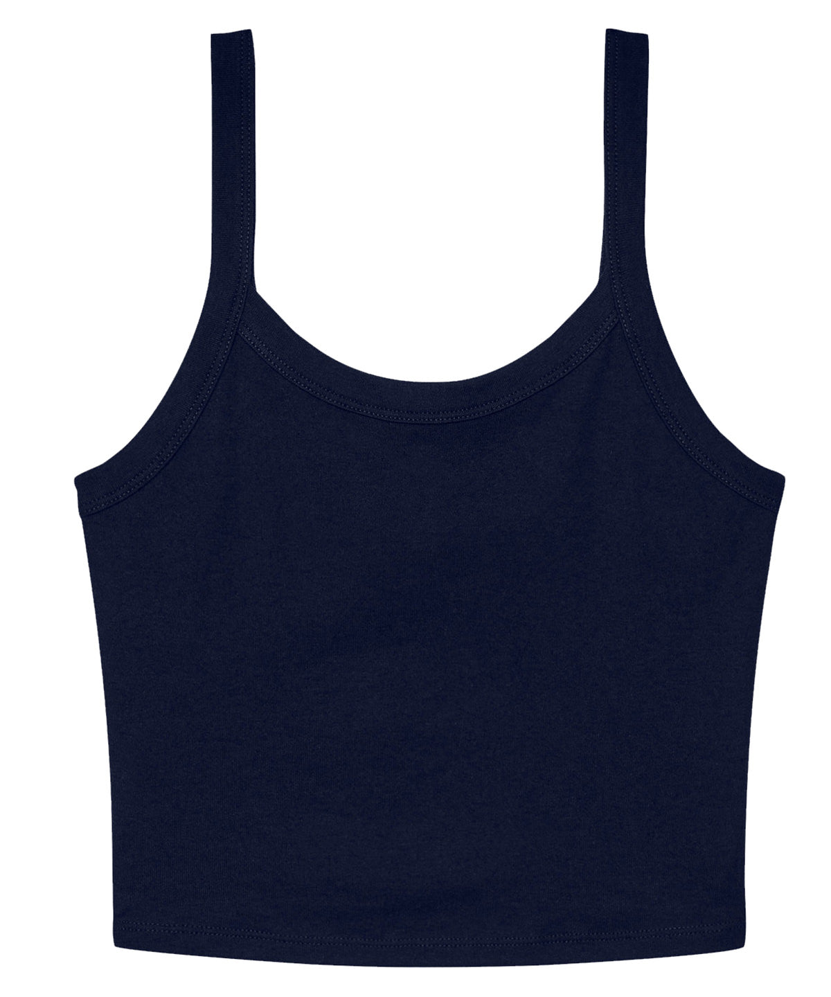 Bella Canvas Women’s micro rib spaghetti strap tank in Solid Navy Blend, front view
