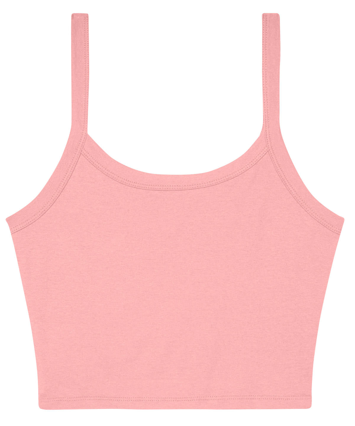 Bella Canvas Women’s micro rib spaghetti strap tank in Solid Pink Blend, front view