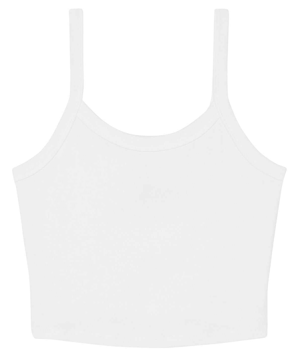 Bella Canvas Women’s micro rib spaghetti strap tank in Solid White Blend, front view