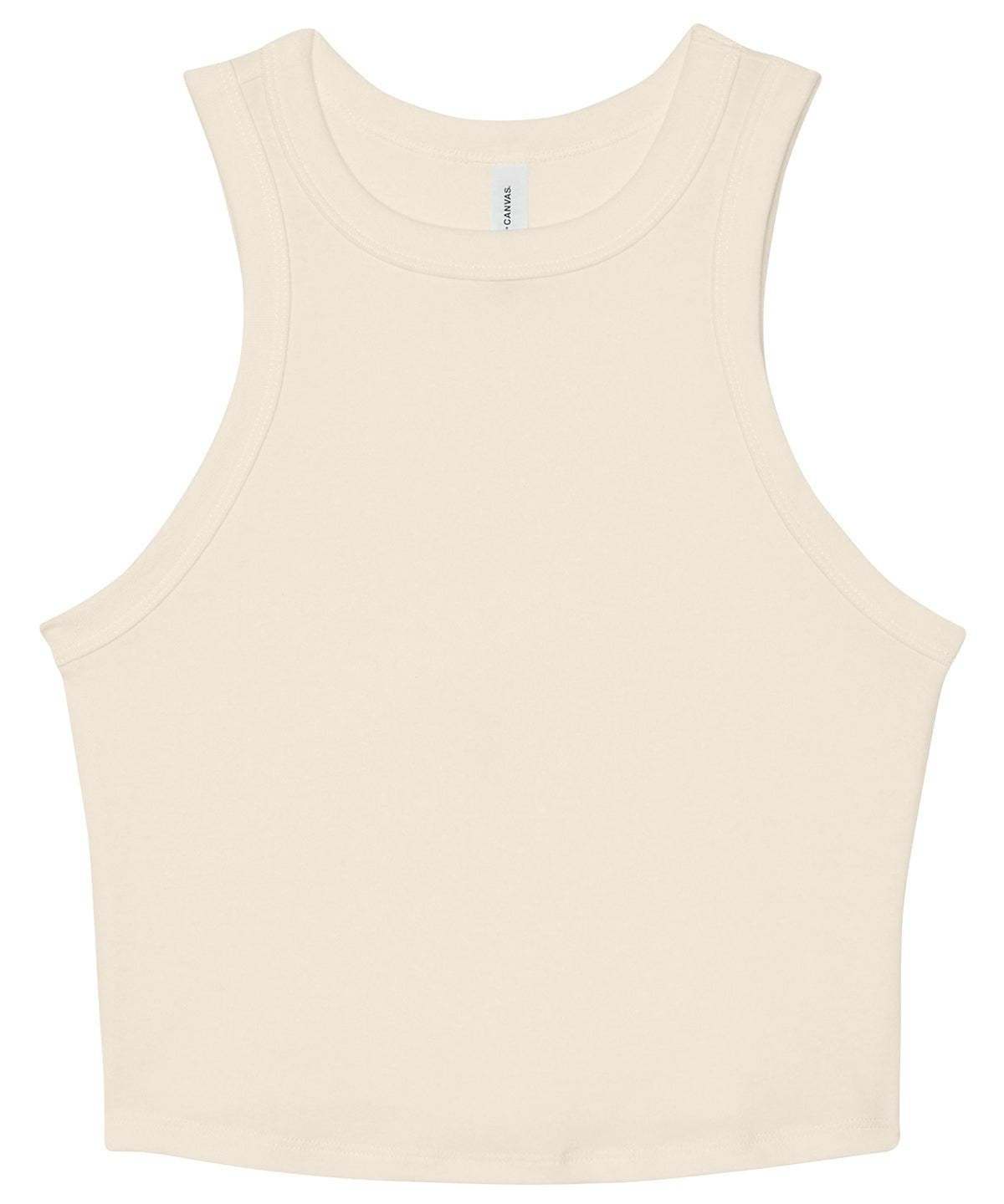 Bella Canvas Women’s micro rib racer tank in Solid Natural Blend, front view