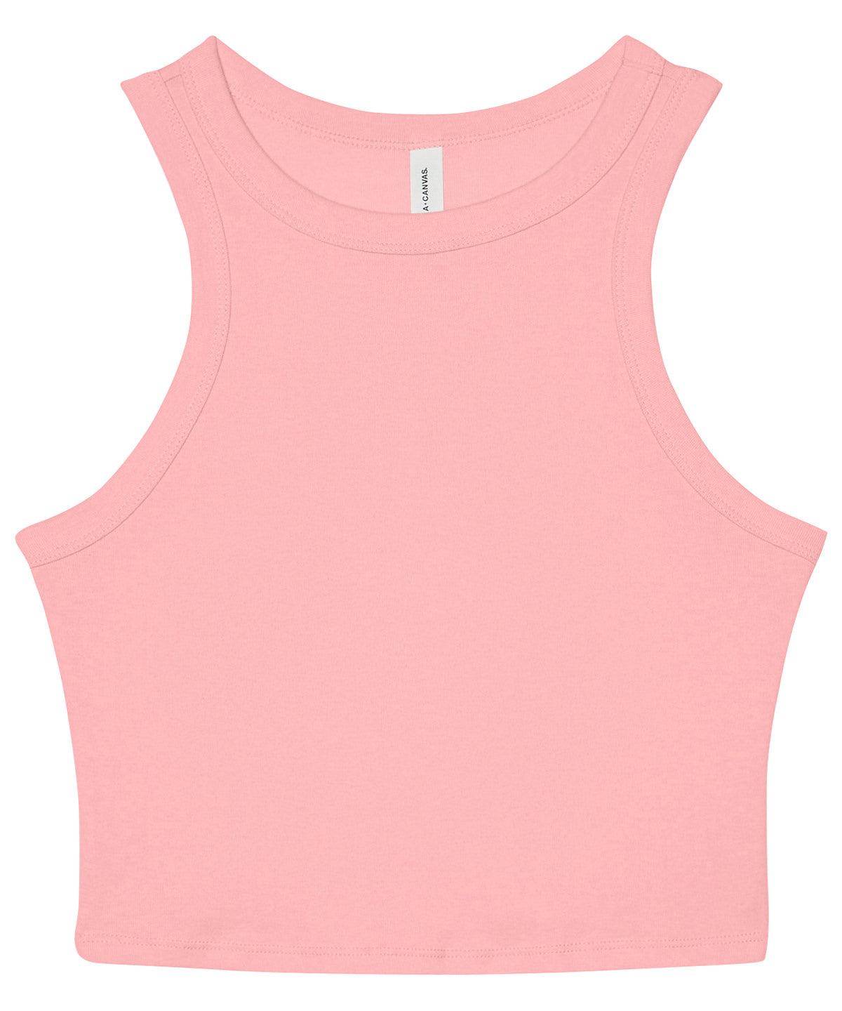 Bella Canvas Women’s micro rib racer tank in Solid Pink Blend, front view