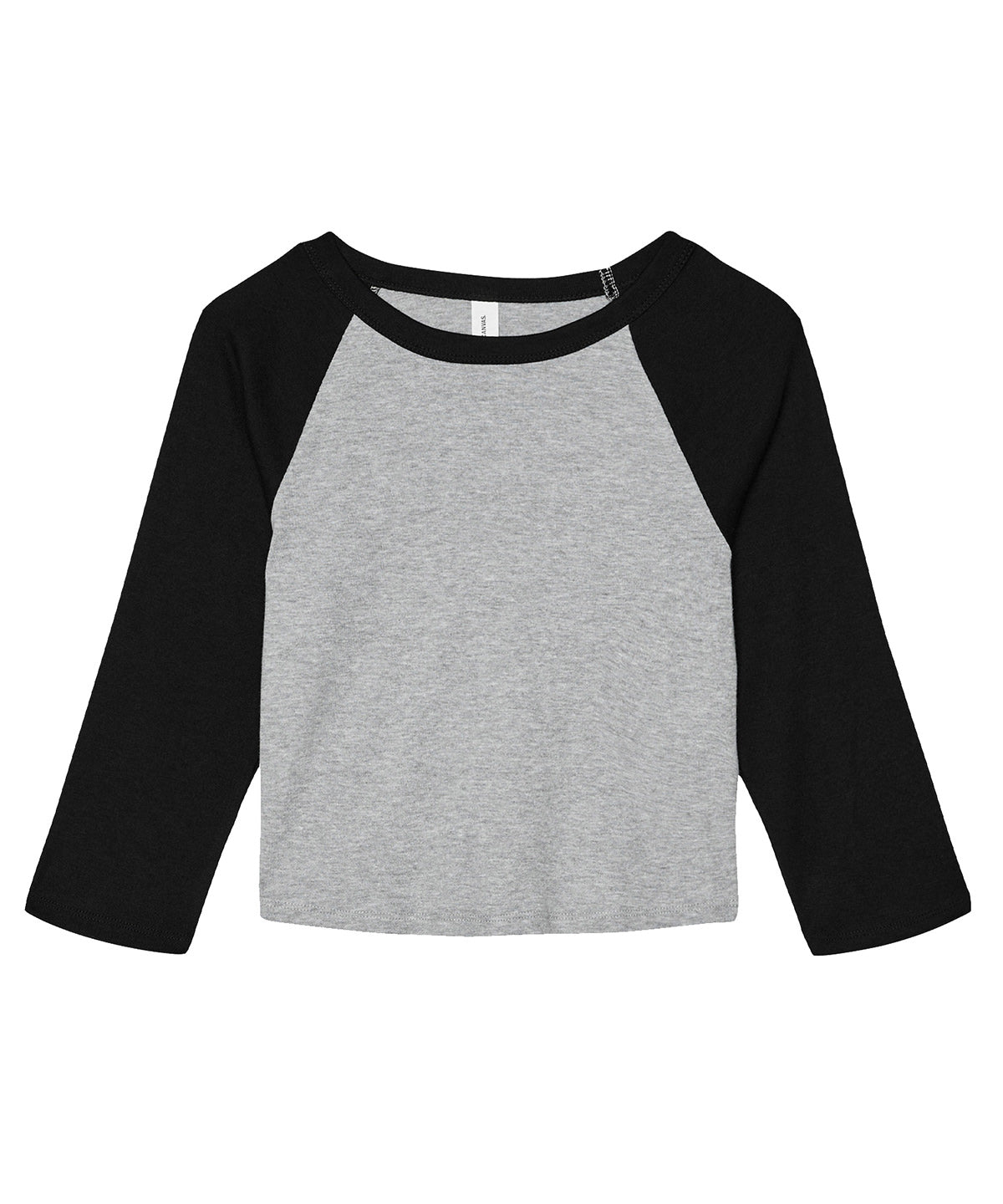 Bella Canvas Women’s micro rib 3/4 raglan baby t-shirt in Athletic Heather/Black, front view