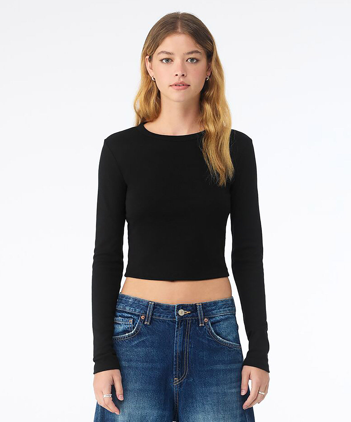 Bella Canvas Women’s micro rib long sleeve baby t-shirt, lifestyle photo