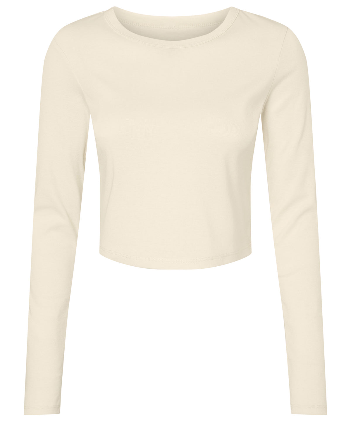 Bella Canvas Women’s micro rib long sleeve baby t-shirt in Solid Natural Blend, front view